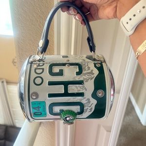 Little Earth Colorado License Plate Barrel Purse Hand Bag Grunge Retro